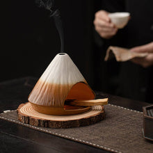 Load image into Gallery viewer, Mount Fuji Ceramic Incense Fireplace & Wooden Coaster