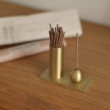 Load image into Gallery viewer, Cylinder & Sphere Brass Incense Holder