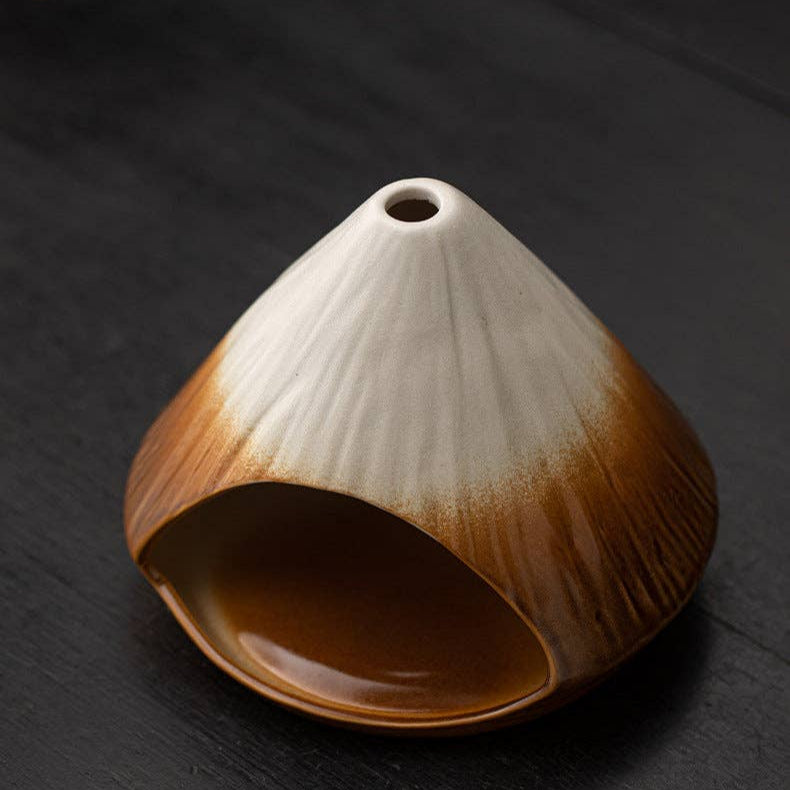 Mount Fuji Ceramic Incense Fireplace & Wooden Coaster