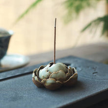 Load image into Gallery viewer, Handmade Ceramic Incense Burner - Green Lotus
