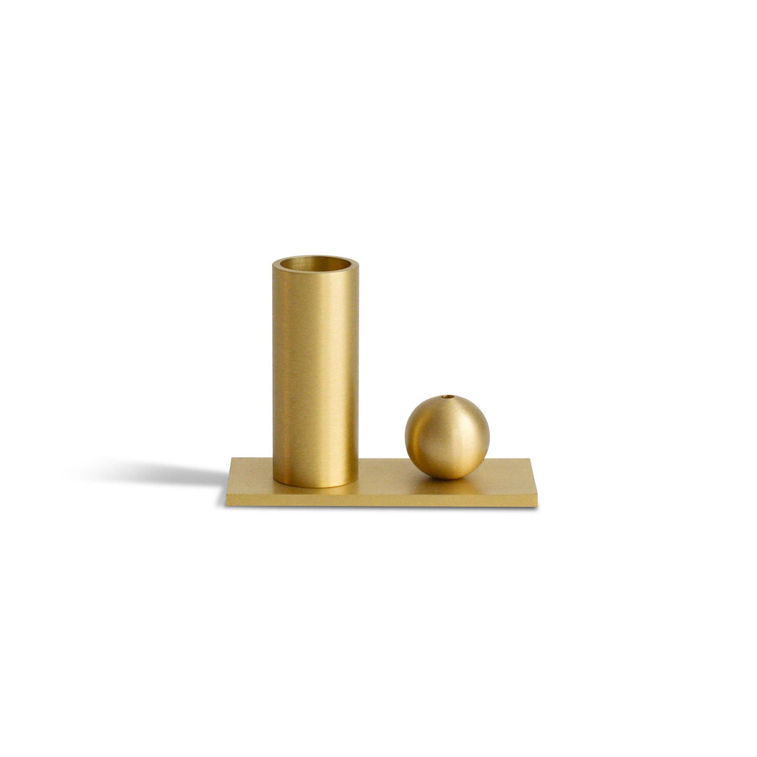 Cylinder & Sphere Brass Incense Holder