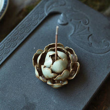 Load image into Gallery viewer, Handmade Ceramic Incense Burner - Green Lotus

